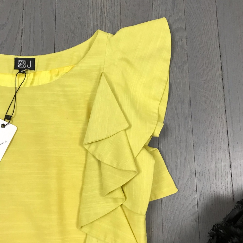 Very J Yellow Ruffle One-Shoulder Mini Dress - Picture 5 of 10
